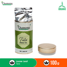 Organic Tulsi Green Tea in Metal Caddy